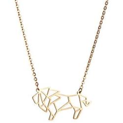 La Menagerie Lion Gold Origami Jewelry & Gold Geometric Necklace – 18 Karat Plated Gold Necklace & Lion Necklaces for Women – Lion Necklace for Girls & Origami Necklace