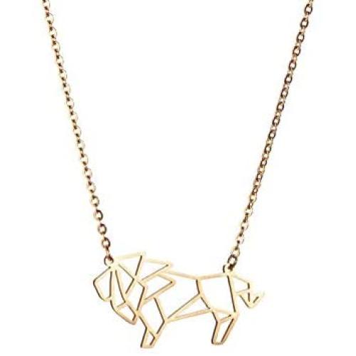 La Menagerie Lion Gold Origami Jewelry & Gold Geometric Necklace – 18 Karat Plated Gold Necklace & Lion Necklaces for Women – Lion Necklace for Girls & Origami Necklace