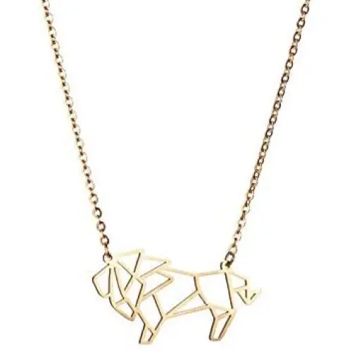 La Menagerie Lion Gold Origami Jewelry & Gold Geometric Necklace – 18 Karat Plated Gold Necklace & Lion Necklaces for Women – Lion Necklace for Girls & Origami Necklace La Menagerie Lion Gold Origami Jewelry & Gold Geometric Necklace – 18 Karat Plated Gold Necklace & Lion Necklaces for Women – Lion Necklace for Girls & Origami Necklace