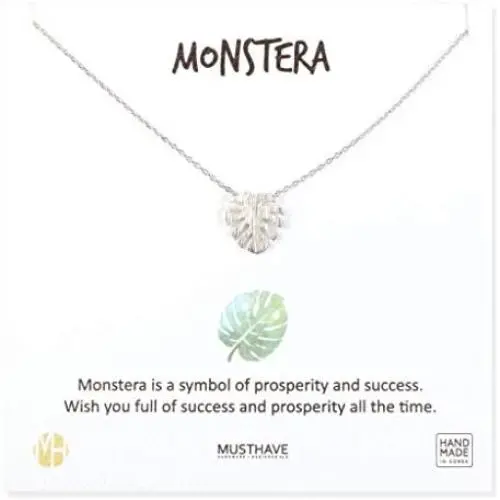 MUSTHAVE Monstera Leaf 18K Gold Plated Necklace with Message Card, Yellow and White Color, Anchor Chain, Best Gift Necklace, Size 16 inch + 2 inch Extender, Monstera Leaf Pendant, Gift Card MUSTHAVE Monstera Leaf 18K Gold Plated Necklace with Message Card, Yellow and White Color, Anchor Chain, Best Gift Necklace, Size 16 inch + 2 inch Extender, Monstera Leaf Pendant, Gift Card