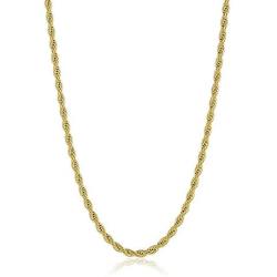 The Bling Factory 4.9mm 24k Yellow Gold Plated Stainless Steel Twisted Rope Chain Necklace + Gift Box