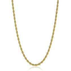 The Bling Factory 4.9mm 24k Yellow Gold Plated Stainless Steel Twisted Rope Chain Necklace + Gift Box