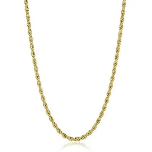 The Bling Factory 4.9mm 24k Yellow Gold Plated Stainless Steel Twisted Rope Chain Necklace + Gift Box The Bling Factory 4.9mm 24k Yellow Gold Plated Stainless Steel Twisted Rope Chain Necklace + Gift Box