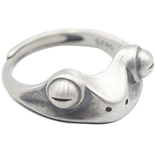 tenghong2021 3 Pcs Frog Open Rings Set Vintage Adjustable Alloy Animal Finger Rings Cute Silver Frog with Red Eyes Rings Dainty Jewelry Gifts for Birthday Valentine’s Day for Women Men