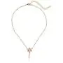 1928 Jewelry Gold-Tone Crystal Pink Porcelain Rose Simulated Pearl Adjustable Pendant Necklace, 16''