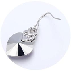 Scarlvambo Womens Elegant Love Heart Prom Dangle Earrings Cubic Zirconia Bermuda Blue Crystals