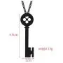 Coraline Key Necklace Girls Button Key Metal Pendant Sweater Chain Present for Child (Black)