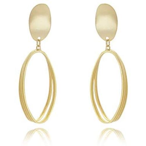 La Raffine Geometric Hollow Oval Earrings in Dumb Color 925 Silver Needle Pendant Jewelry for Women Girl Gifts Present Valentines Birthday Anniversary Mothers Day Christmas