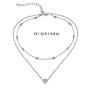 Yfe Heart Pendant Necklace Heart Layered Necklace Choker for Women and Girls Satellite Necklace Jewelry (Silver)