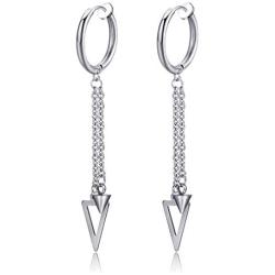 Xusamss Punk Jewelry Stainless Steel Huggie Hinged Earrings Spike Triangle Dangle Drop Earrings