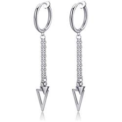 Xusamss Punk Jewelry Stainless Steel Huggie Hinged Earrings Spike Triangle Dangle Drop Earrings