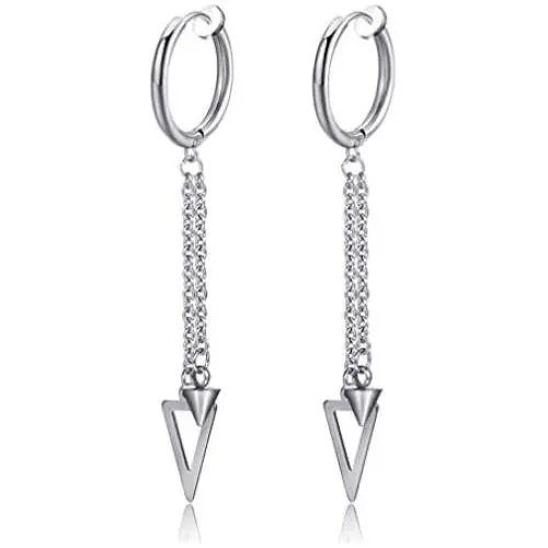 Xusamss Punk Jewelry Stainless Steel Huggie Hinged Earrings Spike Triangle Dangle Drop Earrings Xusamss Punk Jewelry Stainless Steel Huggie Hinged Earrings Spike Triangle Dangle Drop Earrings