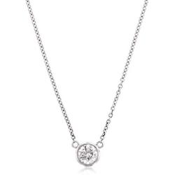 Stefano Navi 14K White Gold or 14k Yellow Gold Round Lab Grown Diamond Bezel Pendant Necklace (0.25 Carat - 0.40 cttw) F-G Color, VS1-VS2 Clarity (4.1-4.6 mm Diamond)