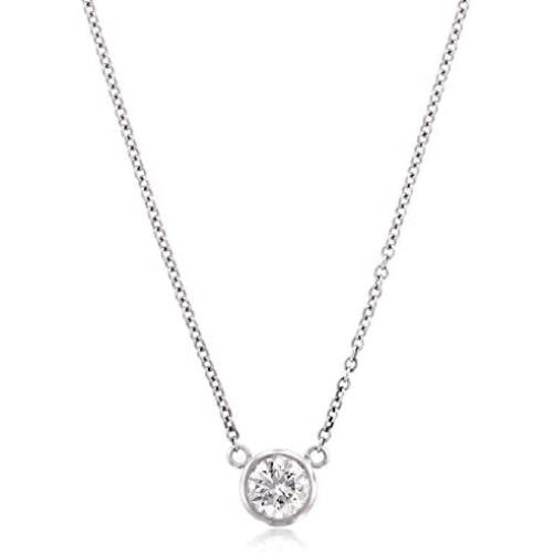 Stefano Navi 14K White Gold or 14k Yellow Gold Round Lab Grown Diamond Bezel Pendant Necklace (0.25 Carat - 0.40 cttw) F-G Color, VS1-VS2 Clarity (4.1-4.6 mm Diamond)