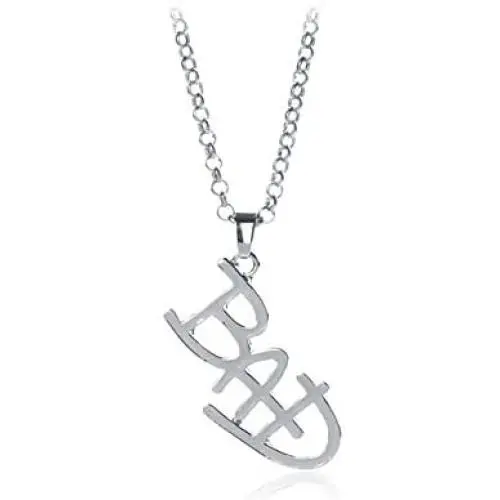 Davitu New Jewelry Michael Jackson English Letter Bad Necklace MJ Bad Logo Pendant for Men and Women Fans XL087 - (Metal Color: Silver) Davitu New Jewelry Michael Jackson English Letter Bad Necklace MJ Bad Logo Pendant for Men and Women Fans XL087 - (Metal Color: Silver)