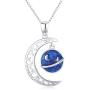 Waysles Crescent Moon Star Moonstone Necklace,Moon Star Earth Necklace, Sun Sunshine Necklace, Moon Lightning Necklace, Star Ring Holder S925 Sterling Silver Jewelry