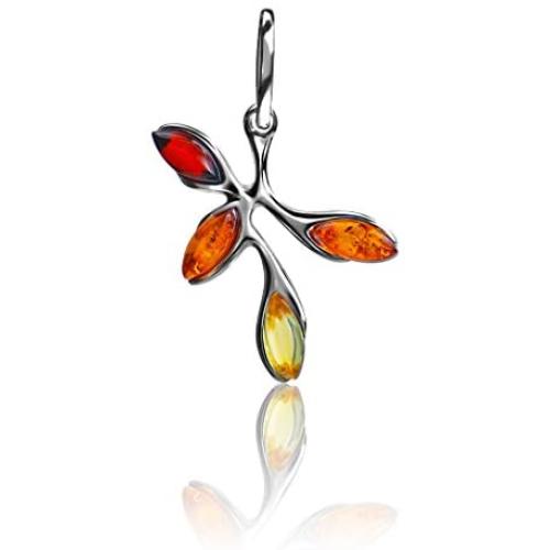 Multicolor Amber Sterling Silver Pendant