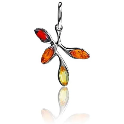 Multicolor Amber Sterling Silver Pendant