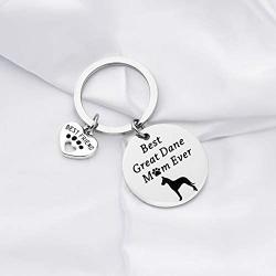 FUSTMW Great Dane Lover Gifts Best Great Dane Mom Ever Keychain Great Dane Mom Gifts for Dog Owners