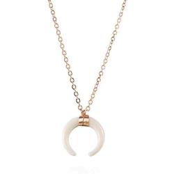 JczR.Y Fashion Vintage Resin Big Horn Shaped Crescent Moon Pendant Choker Necklace with Chain for Women Statement Boho Jewelry Gift