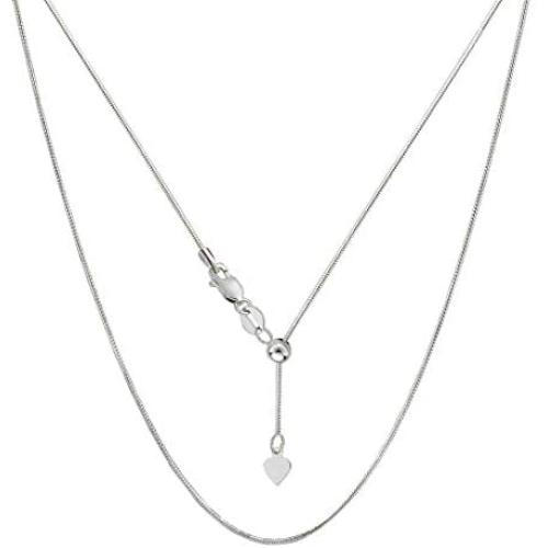 Verona Jewelers Sterling Silver 1MM Diamond Cut Adjustable Snake Chain- 925 Round Snake Chain, Expandable Necklace, Slider Necklace