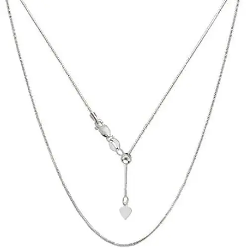 Verona Jewelers Sterling Silver 1MM Diamond Cut Adjustable Snake Chain- 925 Round Snake Chain, Expandable Necklace, Slider Necklace Verona Jewelers Sterling Silver 1MM Diamond Cut Adjustable Snake Chain- 925 Round Snake Chain, Expandable Necklace, Slider Necklace