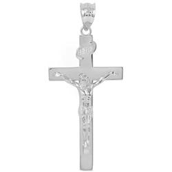 Religious Jewelry by FDJ Solid 925 Sterling Silver Cross INRI Crucifix Charm Pendant (1.60'')