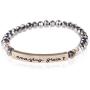 Inspiration Engraved Bar Sparkly Crystal Bead Bracelet - Religious Message Stretch Strand Cuff Bangle Blessed, Lord, Amazing Grace, Philippians, Heart