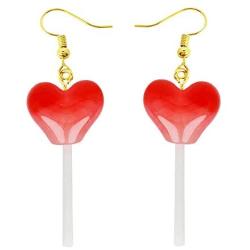 Funny Heart Lollipop Drop Dangle Earrings Set Ball Candy Multicolor Resin Cartoon for Women Girl Exaggerated Friendship BFF Food Jewelry