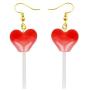 Funny Heart Lollipop Drop Dangle Earrings Set Ball Candy Multicolor Resin Cartoon for Women Girl Exaggerated Friendship BFF Food Jewelry