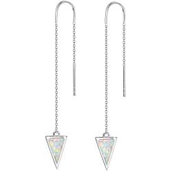 FANCIME Sterling Silver Opal Threader Earrings Triangle Long Drop Earrings Fine Jewelry for Women