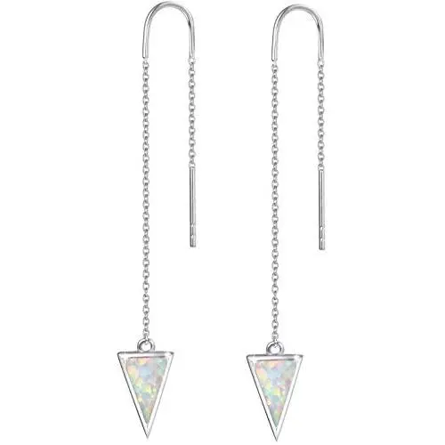 FANCIME Sterling Silver Opal Threader Earrings Triangle Long Drop Earrings Fine Jewelry for Women FANCIME Sterling Silver Opal Threader Earrings Triangle Long Drop Earrings Fine Jewelry for Women