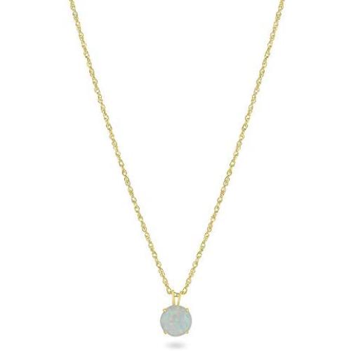 Femme Luxe Simulated Birthstone Pendant for Women, All Birthstone, 14K Yellow Gold, 18'' Gold Filled Chain, 7mm Round Gemstone, Hypoallergenic, Gift Ready Packaging
