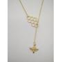 MANZHEN Geometric Bee Hive with Honey Bee Lariat Y Necklace Mothers Day Jewelry Gift