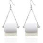 Toilet Paper Roll Drop Earrings Creative Handmade Ear Wire Hook Earrings paper towels Dangle Earrings Statement Funny Earring Gift for Women Girls