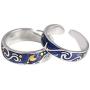 YONYou 2pcs S925 Sterling Silver Rings Van Goghs Sky Design Handmade Unique Blue Open Band Ring Promise Ring Size 5-9.5 Jewelry Gift for Women and Girls-Adjustable Size