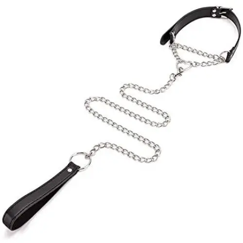 Punk Leather Leash Choker Adjustable Gothic Metal Necklace with Chain Detachable Heart O-Ring Belts Harness with Leash Collar for Women Men Cosplay Couple Jewelry Punk Leather Leash Choker Adjustable Gothic Metal Necklace with Chain Detachable Heart O-Ring Belts Harness with Leash Collar for Women Men Cosplay Couple Jewelry