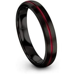 Chroma Color Collection Tungsten Carbide Wedding Band Ring 4mm for Men Women Green Red Blue Purple Black Copper Fuchsia Teal Center Line Dome Brushed Polished
