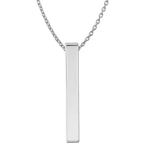 Sterling Silver Plain Vertical Bar Pendant Necklace w/Chain Sterling Silver Plain Vertical Bar Pendant Necklace w/Chain