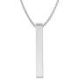 Sterling Silver Plain Vertical Bar Pendant Necklace w/Chain