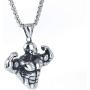 AMGJ Bodybuilding Muscle Man Wrestling Barbell Dumbbell Pendant Necklaces Stainless Steel Gym Fitness Necklace Men