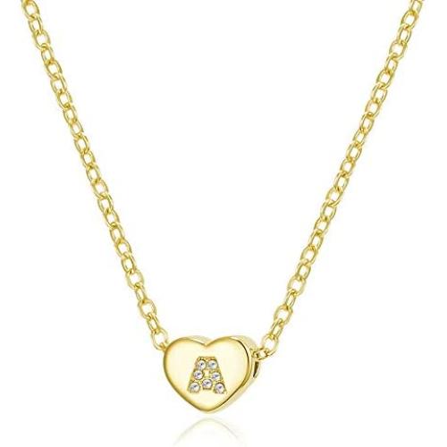 RINHOO FRIENDSHIP Tiny Initial Heart Necklace for Women Girls 14K Gold Plated Cubic Zirconia Letter A to Z 26 Alphabet Pendant Necklace