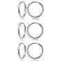 Sterling Silver Small Endless 12mm Round Unisex Hoop Earrings for Men Women Set of 3 Pairs
