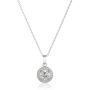 Amazon Collection Sterling Silver Cubic Zirconia Halo Pendant Necklace and Stud Earrings Jewelry Set