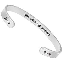 BTYSUN Inspirational Bracelets for Women Teen Girl Personalized Birthday Cuff Bangle Mantra Quotes Jewelry Friend Gifts for Her Mom