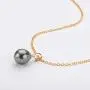 Tahitian Baroque Pearl Pendant Necklace 18K Gold 8-8.5mm South Sea Cultured Black Pearl Necklace with Sterling Silver Chain Gift for Women Wife Mom Girls - White Gold/Rose Gold/Yellow Gold