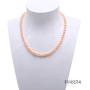 JYX Pearl Pink Pearl Necklace Set AA+ 6-7mm Natural Freshwater Cultured Pearl Necklace Bracelet and Earrings Set for Women