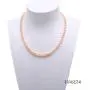 JYX Pearl Pink Pearl Necklace Set AA+ 6-7mm Natural Freshwater Cultured Pearl Necklace Bracelet and Earrings Set for Women