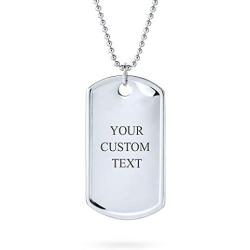 Personalized Mens Large Army Dog Tag Pendant Necklace For Men Engravable 925 Sterling Silver Bead Ball Chain 24 Inch