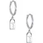 Lock Drop Dangle Hoop Sterling Silver Earrings for Women Teen Girls 14K Gold Plated Cartilage Hypoallergenic Nickel Free Cool Tube Punk Dangling Ear Ring Holiday Jewelry